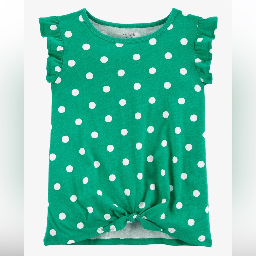 Carter's | Green Polka Dot Top with Flutter Sleeves | Girl’s Size 8